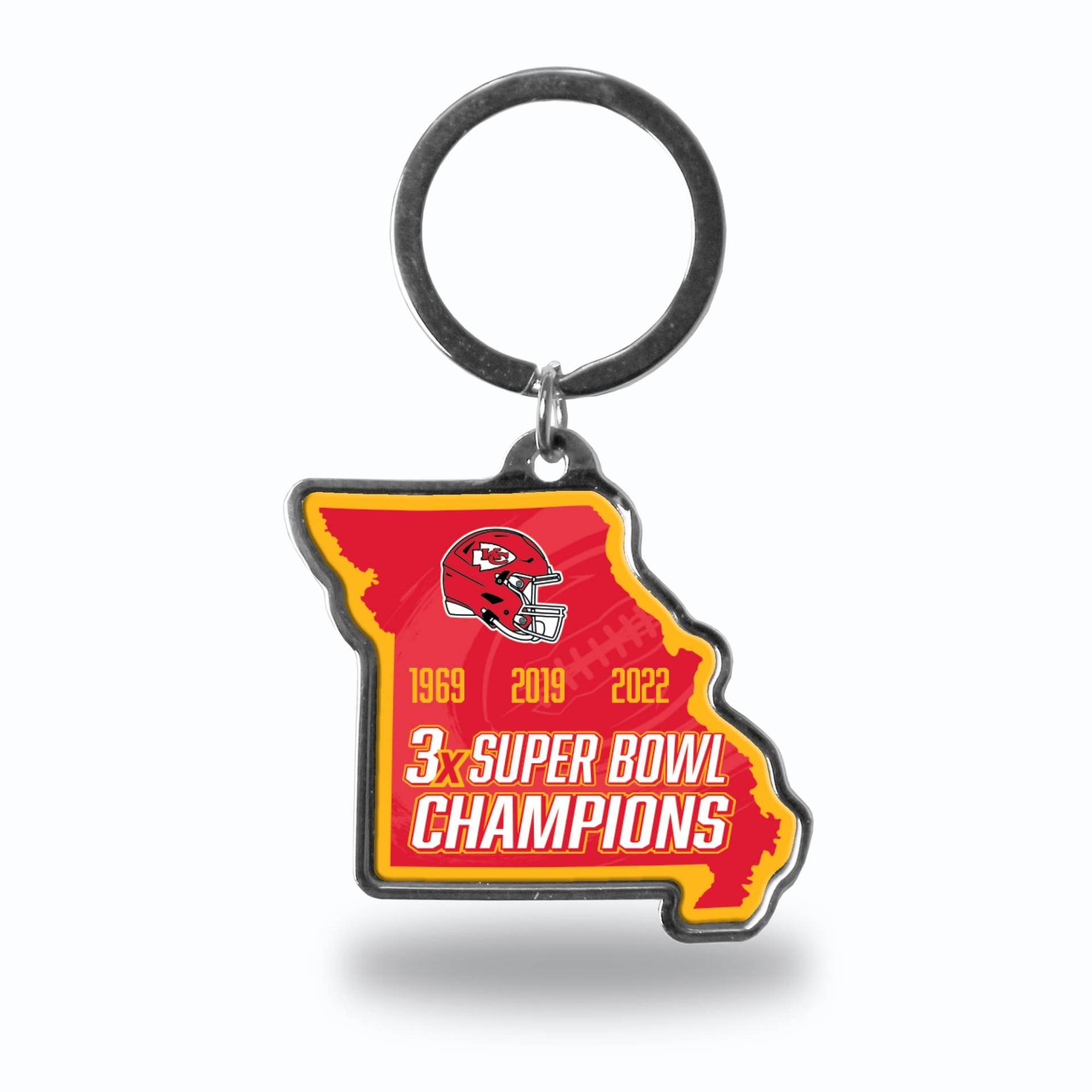 Rico Industries NFL Kansas City Chiefs 3 Time Super Bowl Champions State Shape Keychain State Shape Keychain von Rico Industries