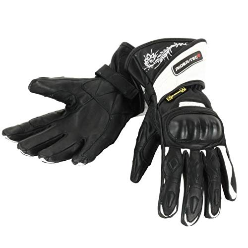 RIDER-TEC Handschuhe Moto Zwischensaison Damen Leder rt4300-bw, schwarz/weiß, Größe XXL von Rider-Tec