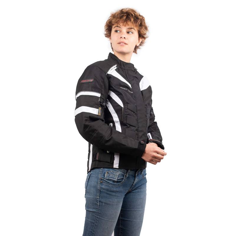 Rider-Tec Motorradjacke Textil Damen rt-2400-bw, schwarz/weiß, Größe XXL von Rider-Tec