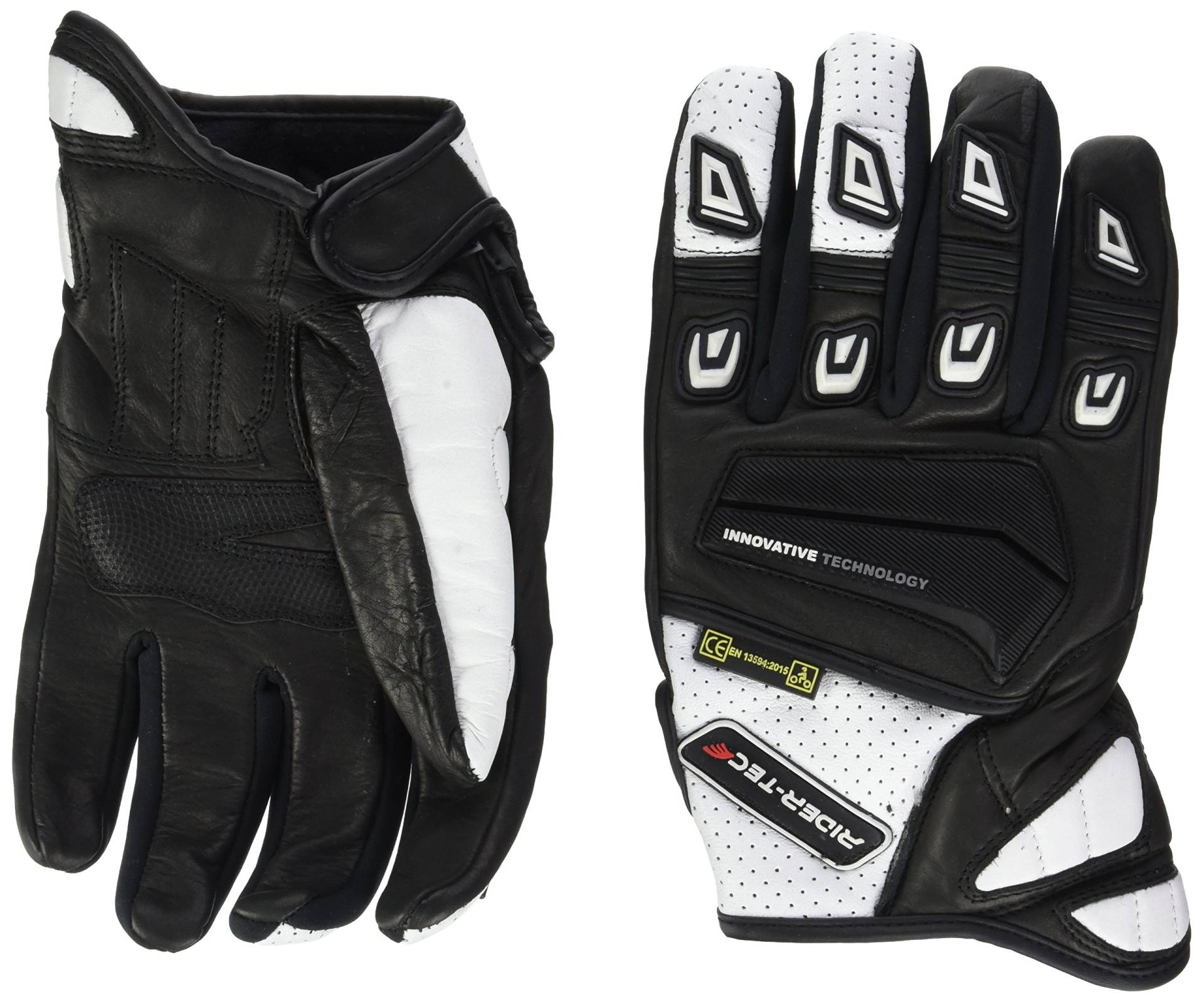 RIDER-TEC Handschuhe Moto Sommer und Zwischensaison Leder rt4303-bw, schwarz/weiß, Größe XXL von Rider-Tec