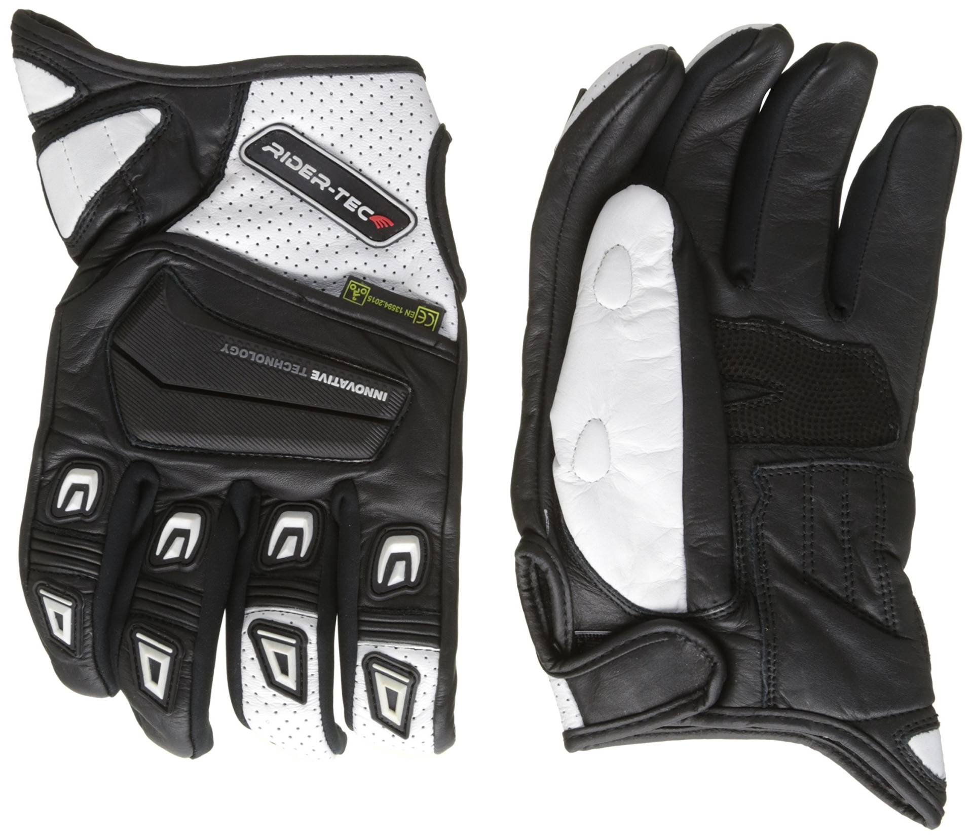 RIDER-TEC Handschuhe Moto Sommer und Zwischensaison Leder rt4303-bw, schwarz/weiß, Größe XXXL von Rider-Tec