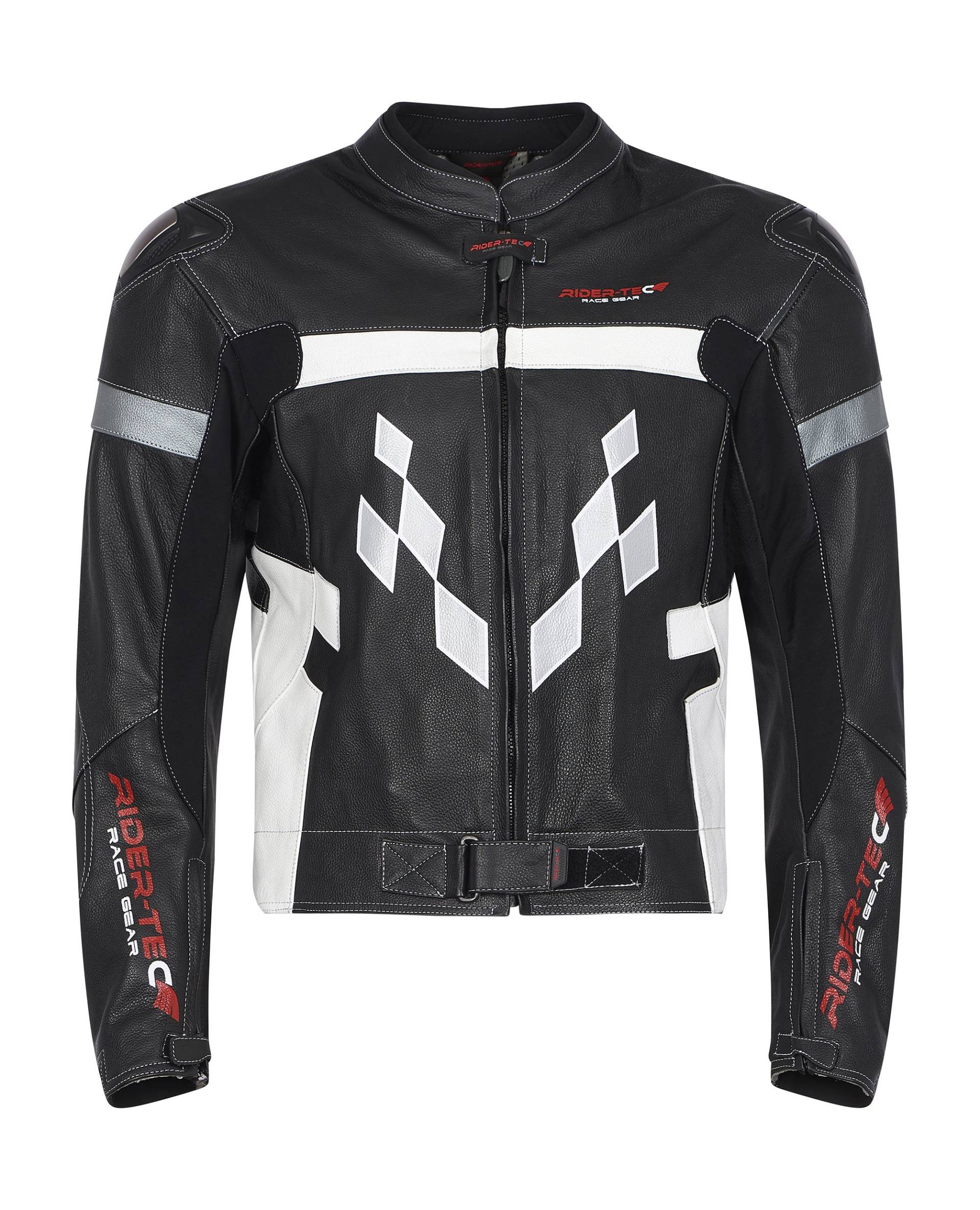 RIDER-TEC-Jacke Kombination Leder rt1003ja, schwarz/weiß/rot, Größe XS von Rider-Tec