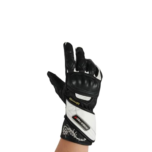RIDER-TEC Handschuhe Moto Zwischensaison Damen Leder rt4300-bw, schwarz/weiß, Größe L von Rider-Tec