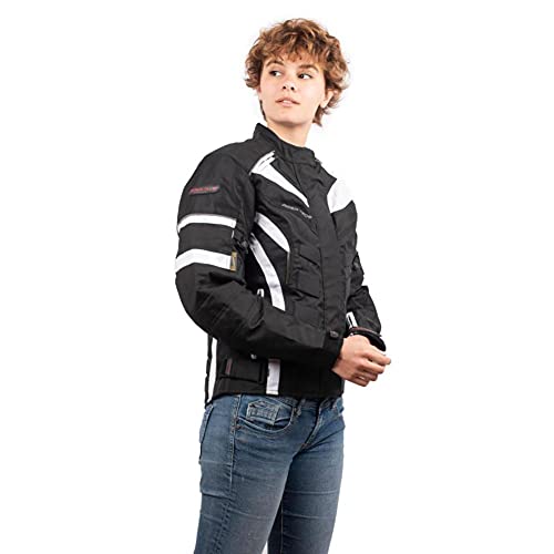 Rider-Tec Motorradjacke Textil Damen rt-2400-bw, schwarz/weiß, Größe L von Rider-Tec