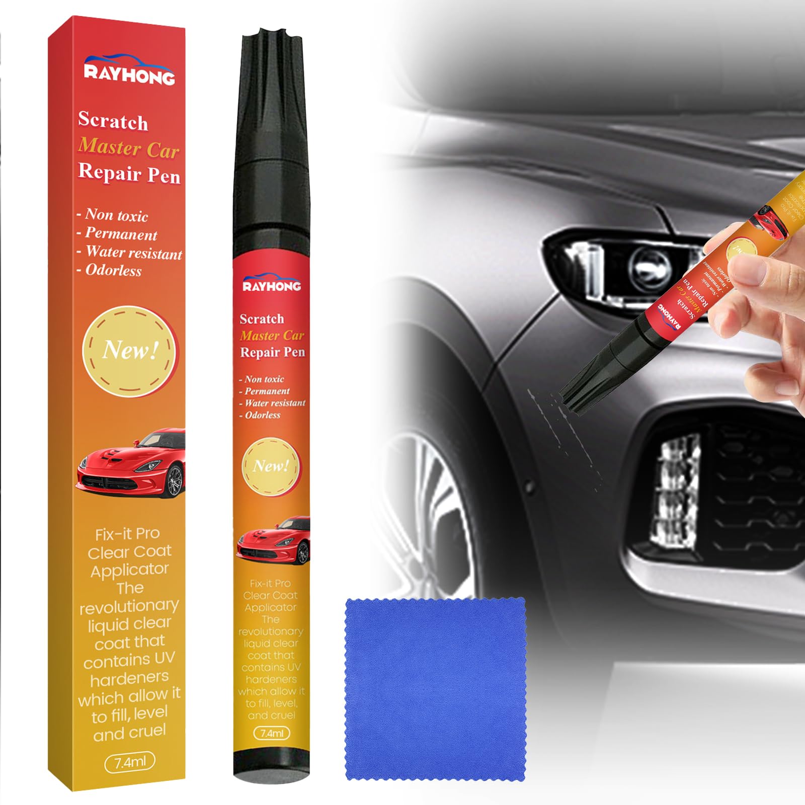 Rienan Lackstift Weiß Auto, Lackstift Auto Auto Lackstift Weiß,Autolack Weiß Geeignet Für Die Schnelle Reparatur Von Autokratzern Mit Einem Handtuch (7,4 Ml) von Rienan