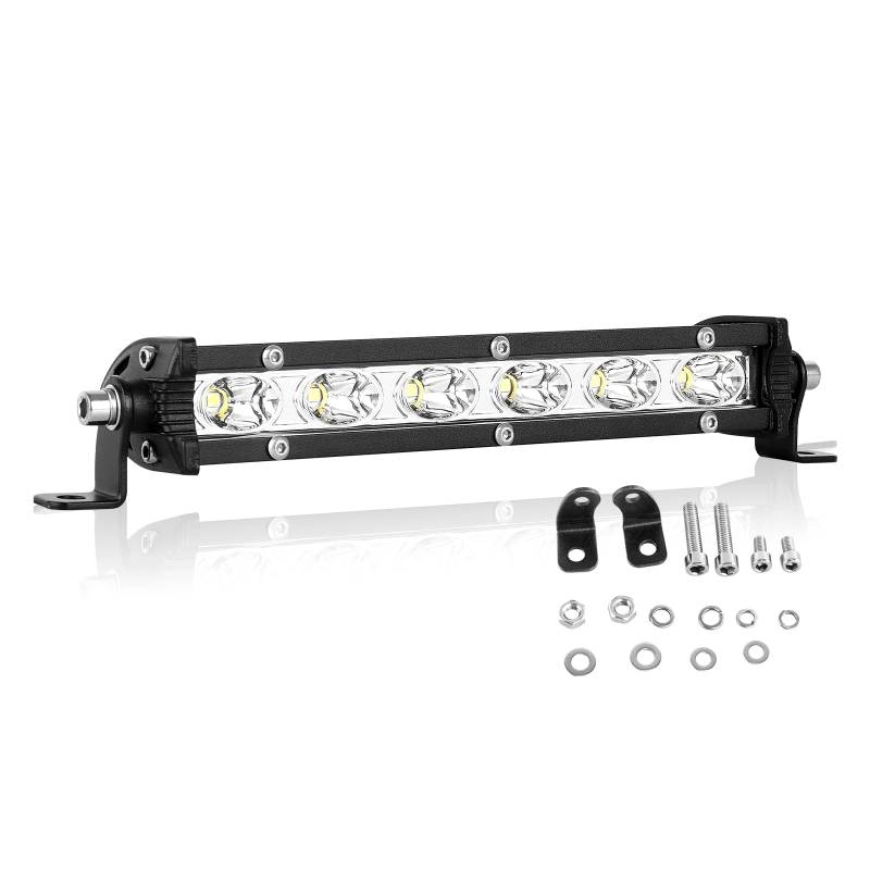 Willpowe Phare de Travail LED Barre LED 30W 18cm 12V Projecteur LED Voiture Etanche IP67 Rangée Unique Spot Feux Antibrouillard LED Feux de Travail pour 4x4 Voiture Camion Tracteur SUV Bateau von Willpower