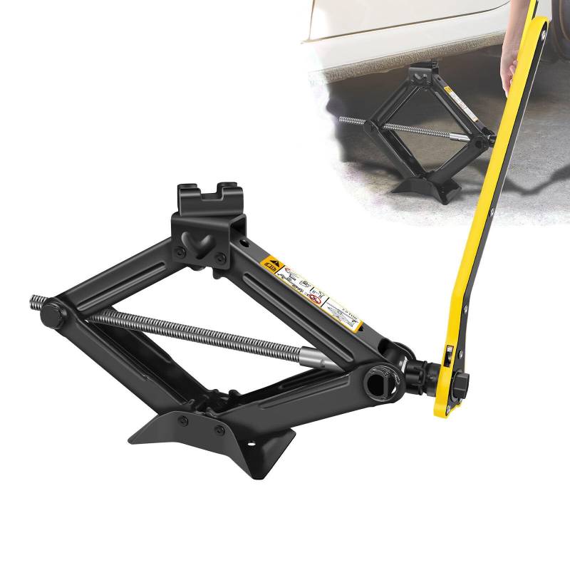 2 Ton Wagenheber Scherenwagenheber mit Ratschenschlüssel, aus Legierter Stahl, Minimalhöhe 110 mm Maximalhöhe 390 mm, Scherenwagenheber Heber Lift für PKW/SUV/MPV von Rigogo