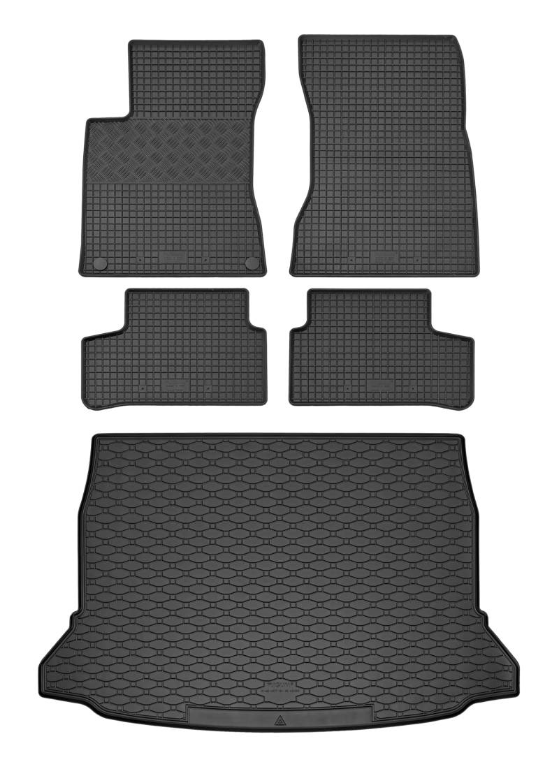 Kofferraumwanne und Gummifußmatten passgenau geeignet für Mercedes A-Klasse W177 ab 2019 Farbe Schwarz + Gurtschoner von Rigum