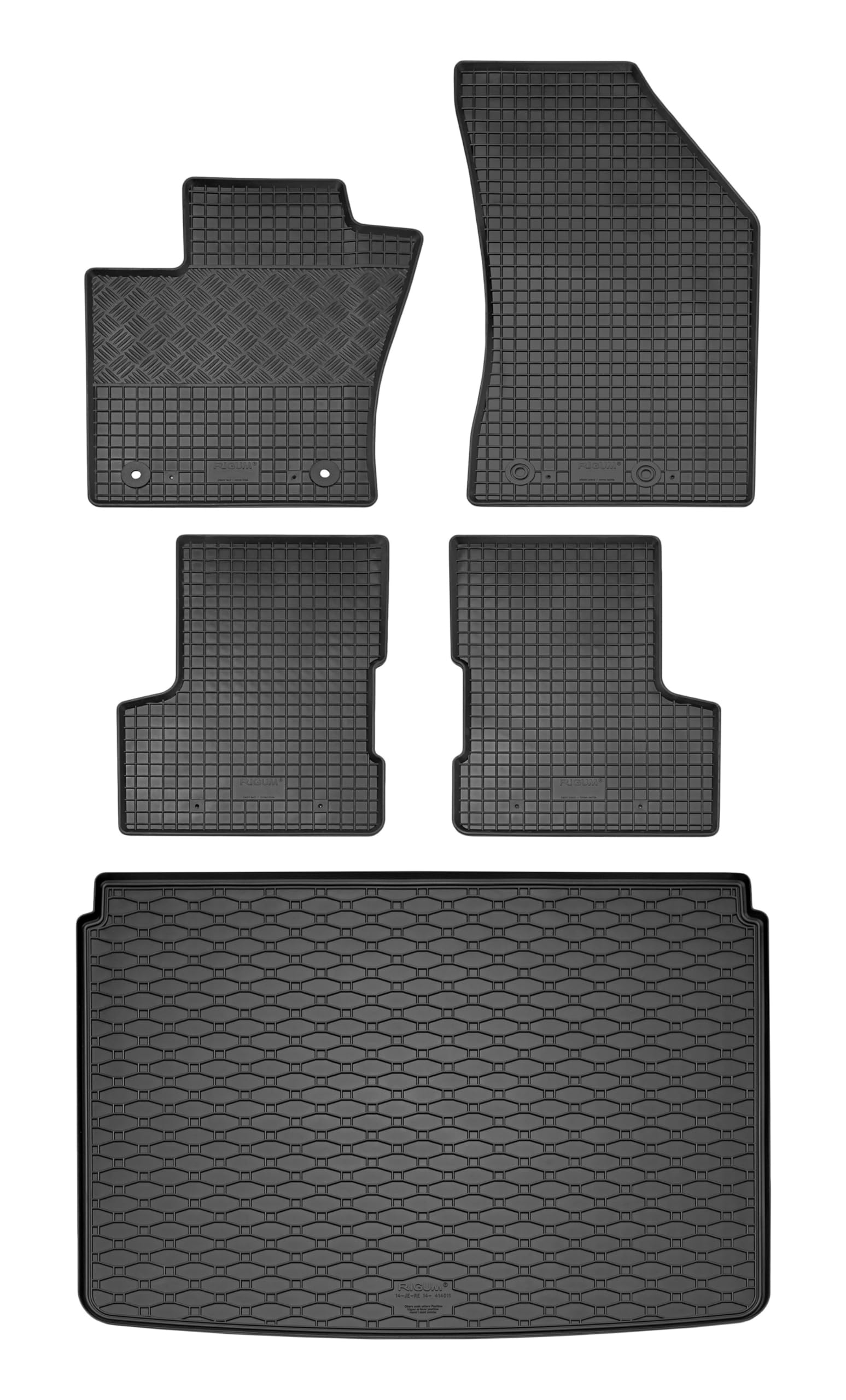 Passende Gummimatten und Kofferraumwanne Set geeignet für FIAT 500X ab 2015 + Gurtschoner von Rigum