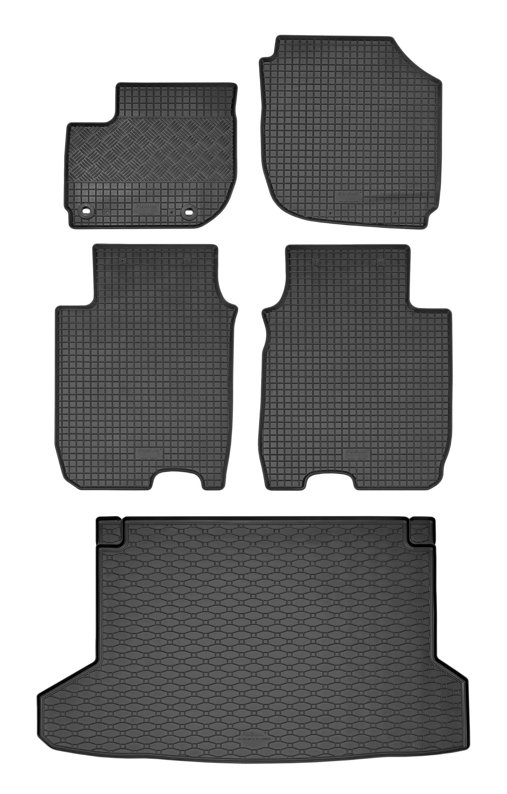 Passende Gummimatten und Kofferraumwanne Set geeignet für Honda HR-V ab 2015 + Gurtschoner von Rigum