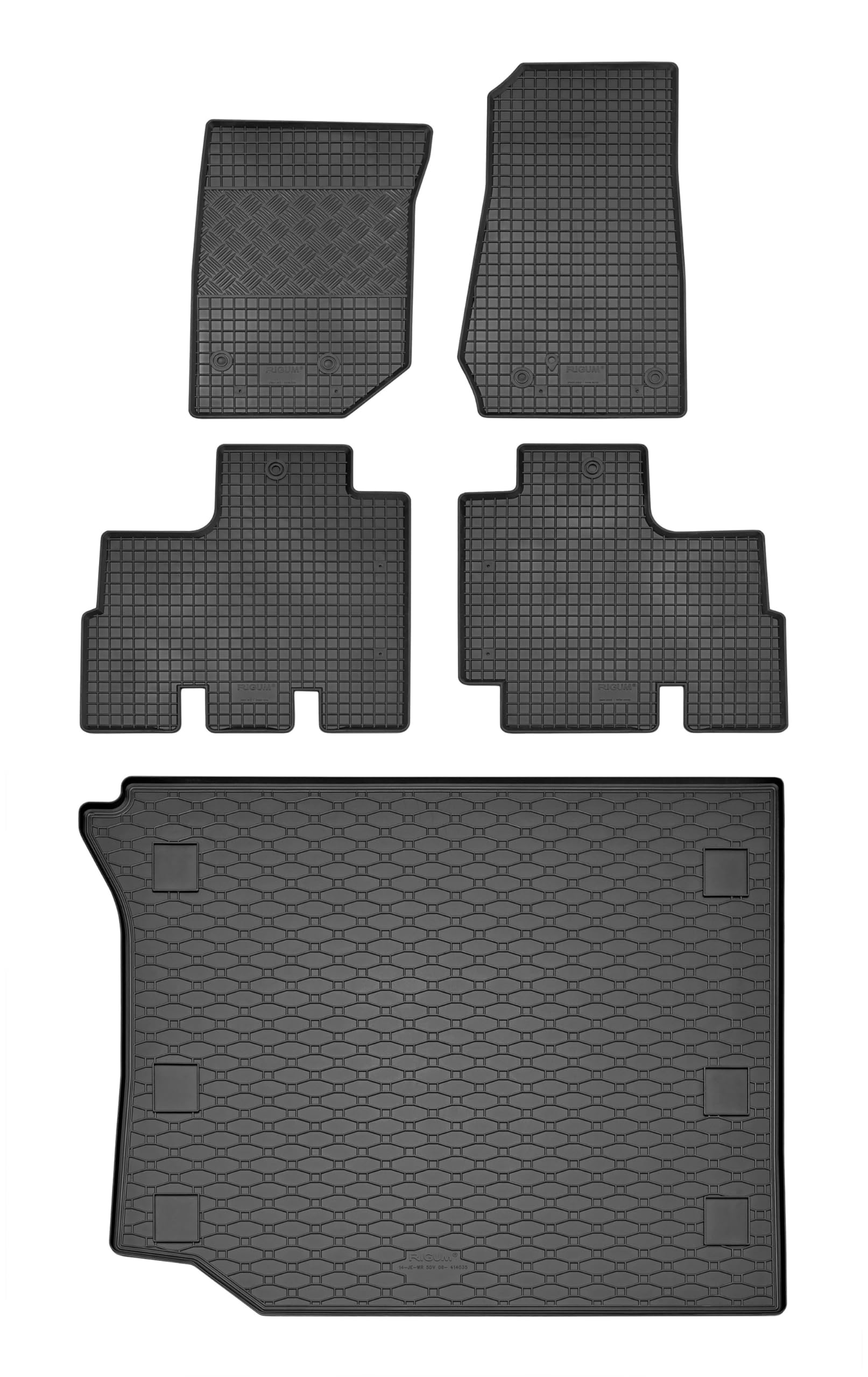 Passende Gummimatten und Kofferraumwanne Set geeignet für Jeep Wrangler 2006-2018 EIN Satz + Gurtschoner von Rigum
