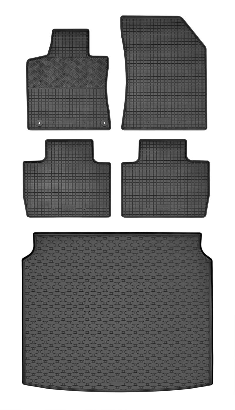 Passende Gummimatten und Kofferraumwanne Set geeignet für Peugeot 508 SW ab 2019 EIN Satz + Gurtschoner von Rigum