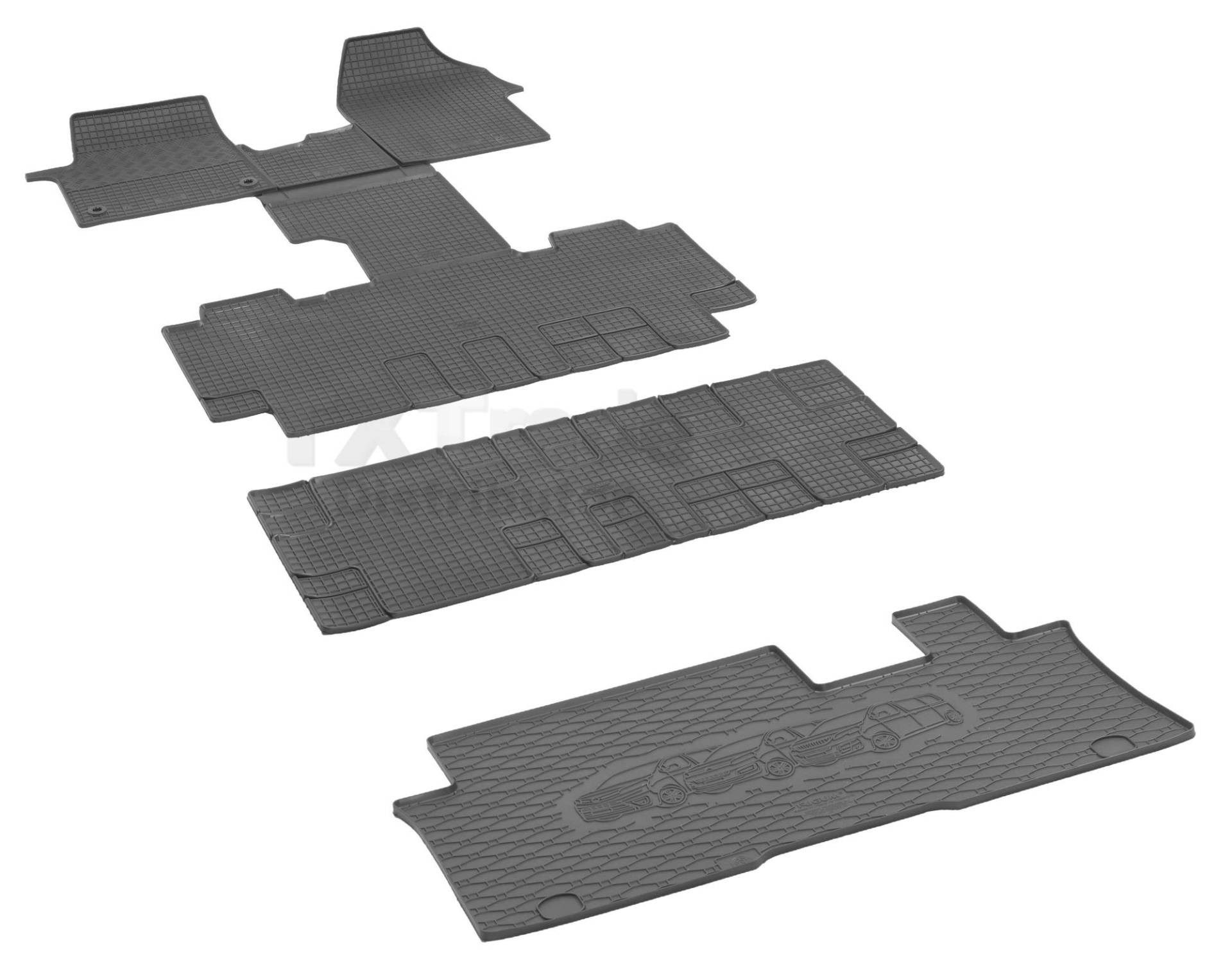 Passende Gummimatten und Kofferraumwanne Set geeignet für Peugeot Traveller 8-Sitzer ab 2016 L2ein Satz + Gurtschoner von Rigum