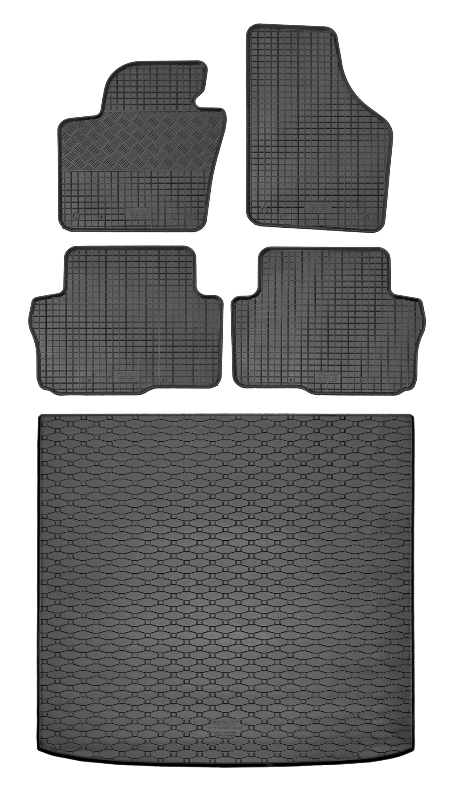 Passende Gummimatten und Kofferraumwanne Set geeignet für Seat Alhambra 5-Sitzer ab 2010 von Rigum