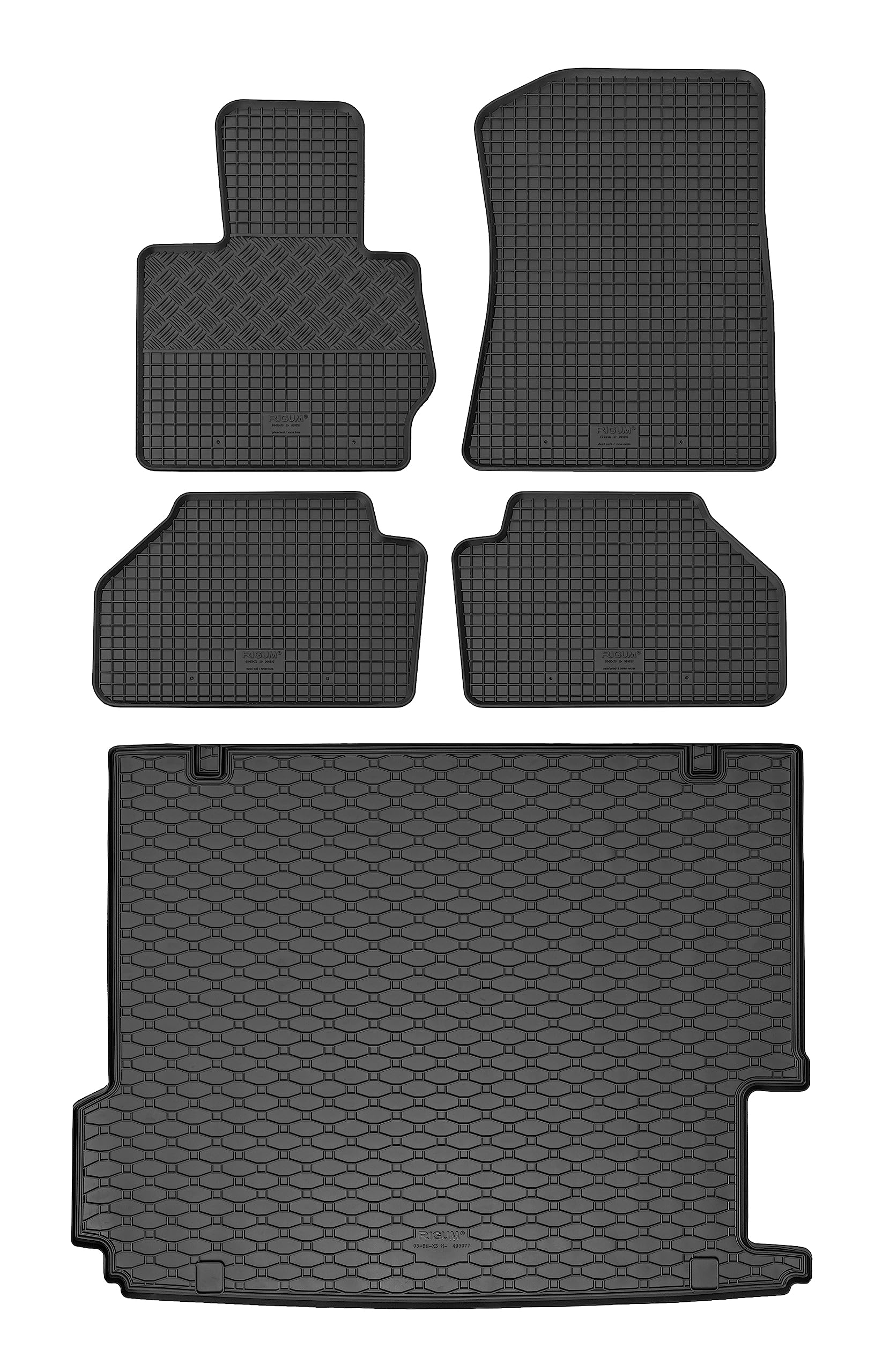 Passgenaue Kofferraumwanne und Gummifußmatten geeignet für BMW X3 F25 Bj.2011-2019 von Rigum