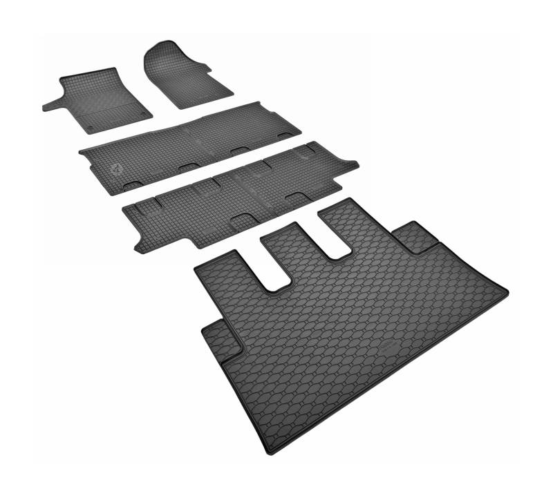 Rigum Kofferraumwanne und Gummifußmatten, Schwarz, geeignet für Mercedes Vito Viano 8-9 Sitzer ab 2014, 80 cm, Kunststoff, Gummi von Rigum
