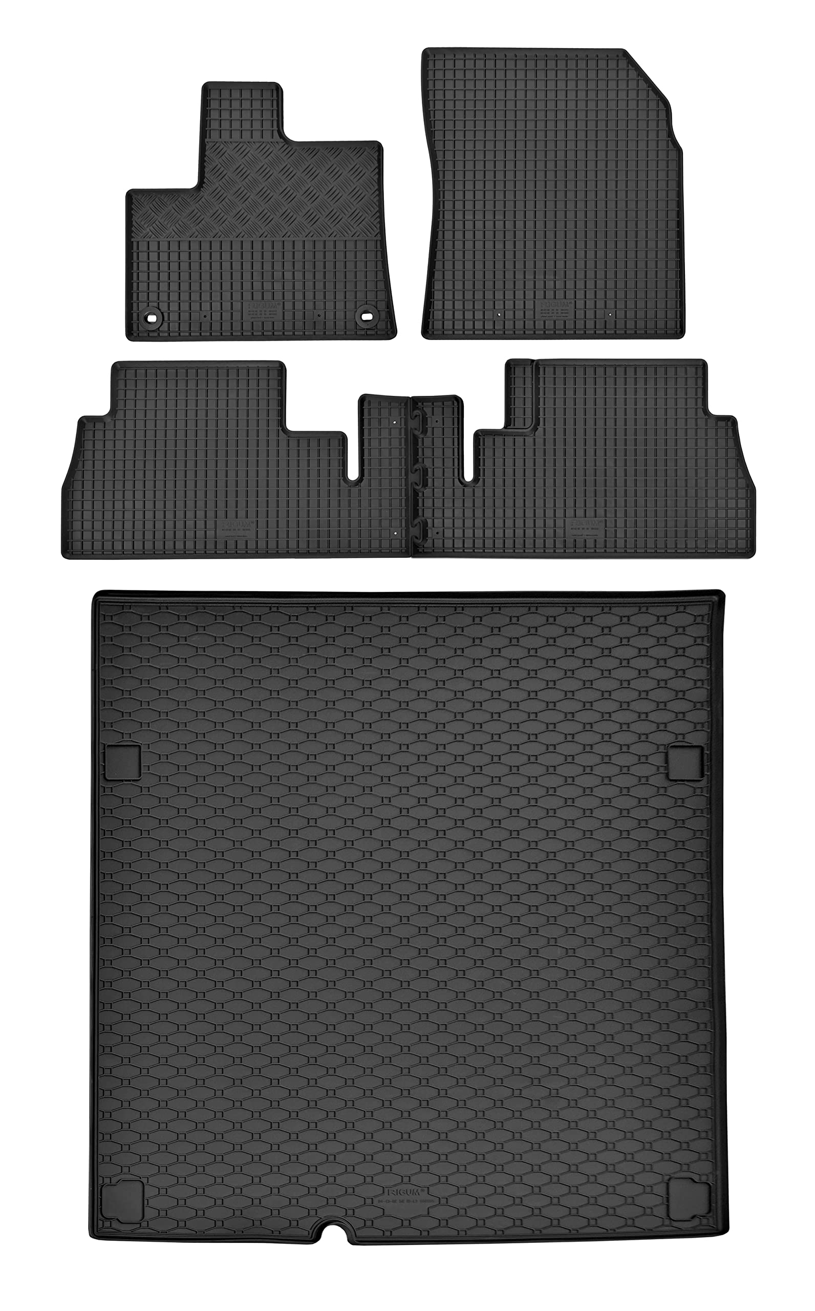 Passgenaue Kofferraumwanne und Gummifußmatten geeignet für Opel Combo L2 5-Sitzer ab 2019 + Gurtschoner von Rigum