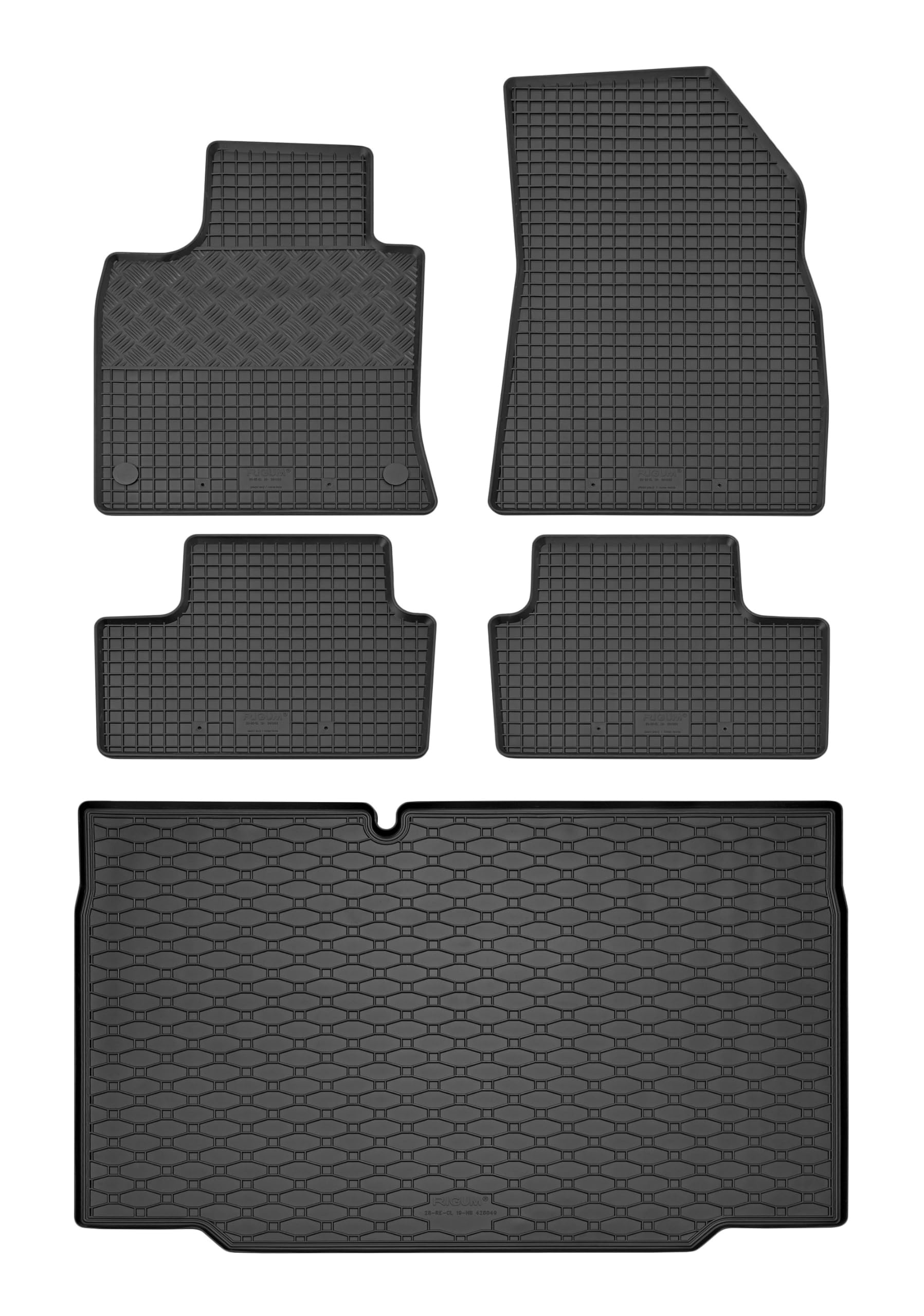 Passgenaue Kofferraumwanne und Gummifußmatten geeignet für Renault Clio V Hatchback ab 2019 von Rigum