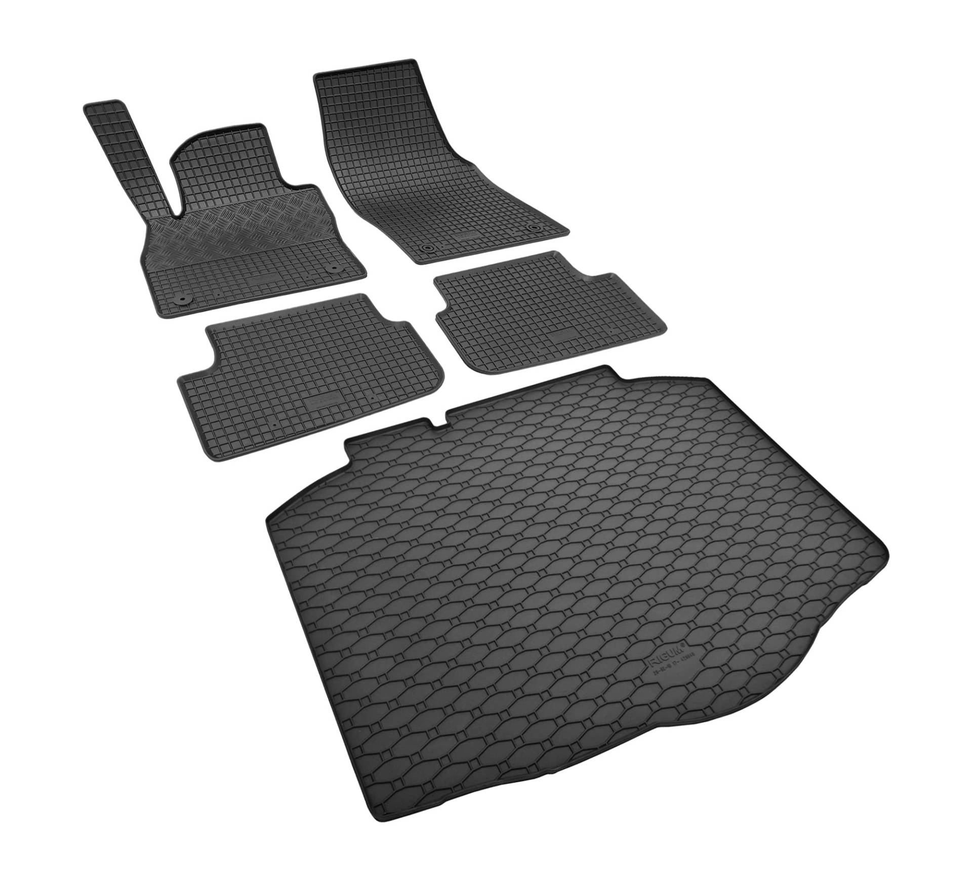 Passgenaue Kofferraumwanne und Gummifußmatten geeignet für SEAT Ibiza ab 2017 + Gurtschoner von Rigum