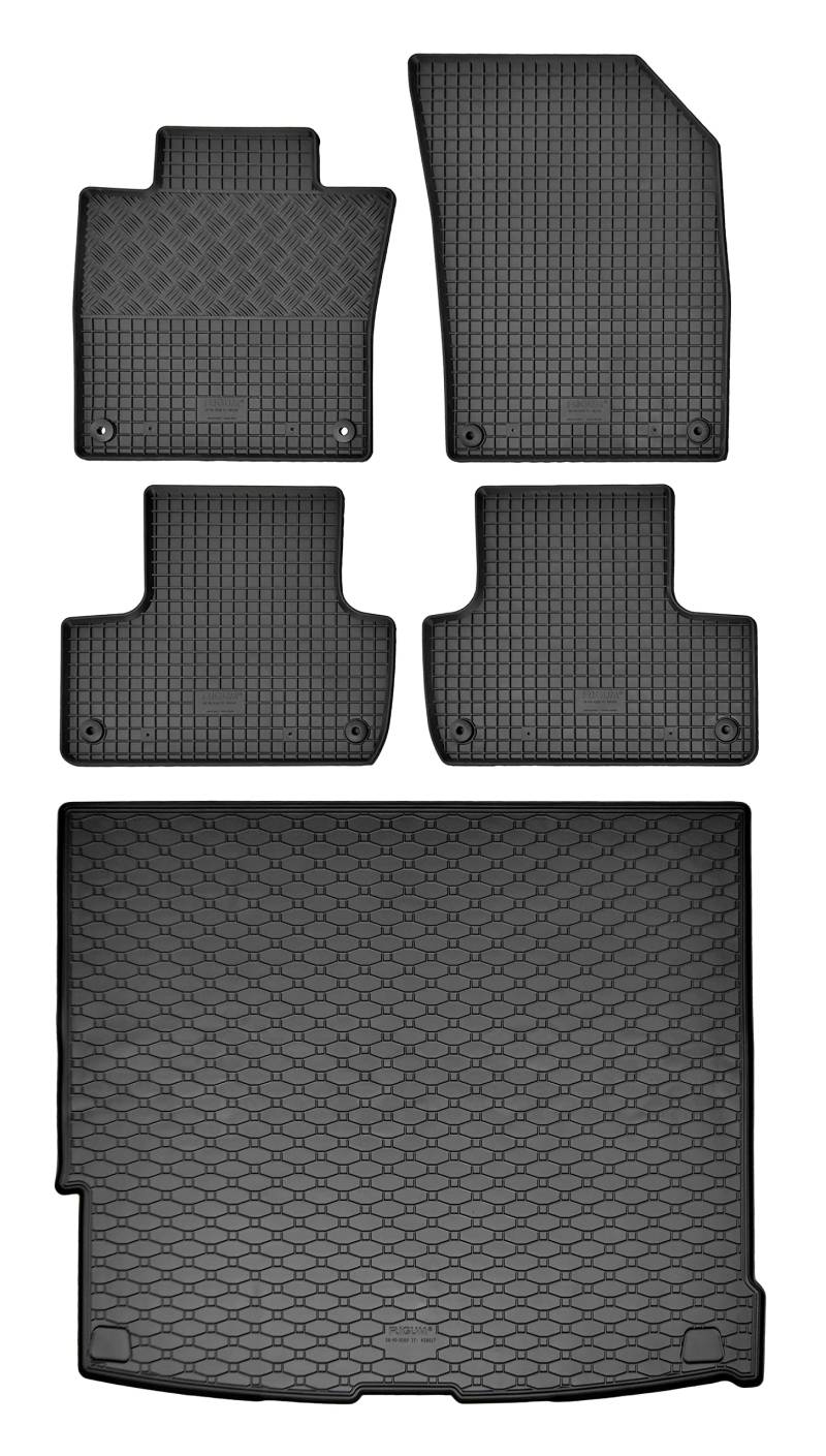 Passgenaue Kofferraumwanne und Gummifußmatten geeignet für Volvo XC 60 ab 2017 + Gurtschoner von Rigum