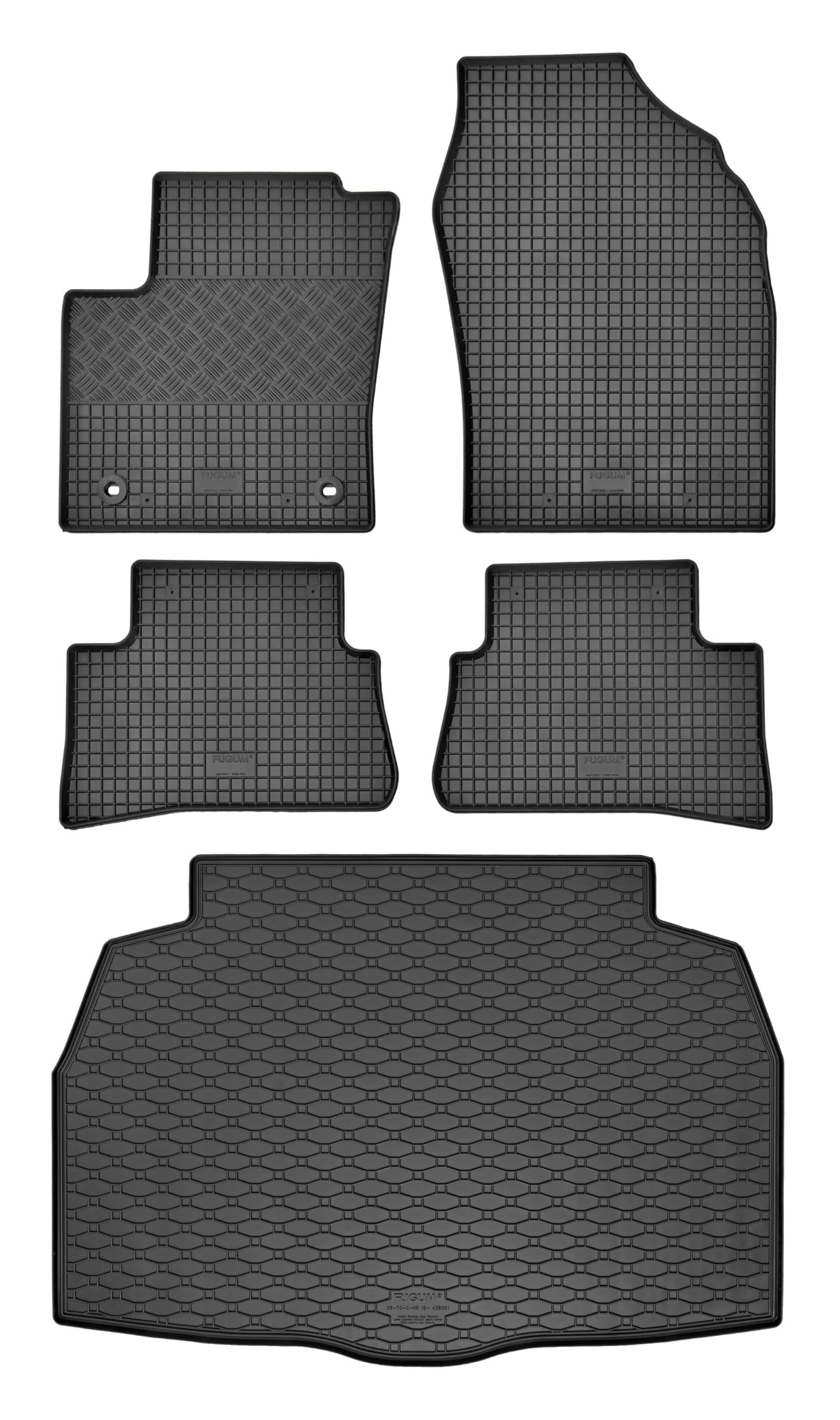 Rigum Passende Gummimatten und Kofferraumwanne Set geeignet für Toyota C-HR ab 2016 + Gurtschoner von Rigum