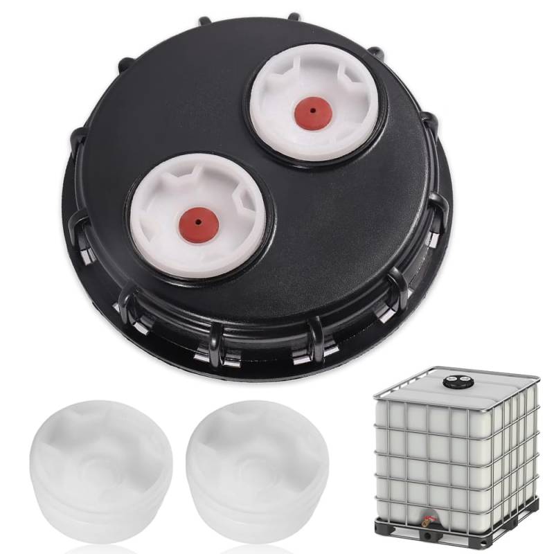 Riisoyu IBC Tankdeckel, 163mm IBC Wassertank Vented Deckel Doppelten Entlüftungslöchern IBC Tank Zubehör mit 2" Ersatzteil Kappe für 1000l Wassertank Regentonne Container von Riisoyu