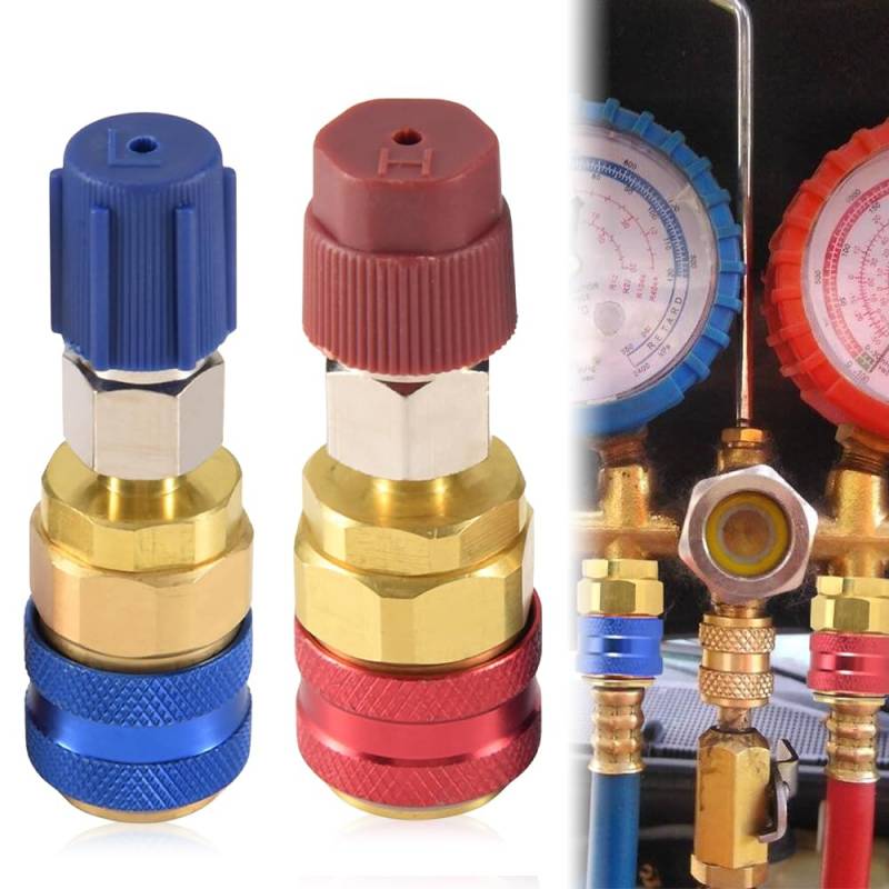 Riisoyu R134A Adapter, R134A Freon Schnell Kupplung Adapter Hoch und Niedrig Seite Erweiterung Adapter Hoch/Niedrig Seite Schnellkupplung Adapter für Automotive Klimaanlage Zubehör von Riisoyu