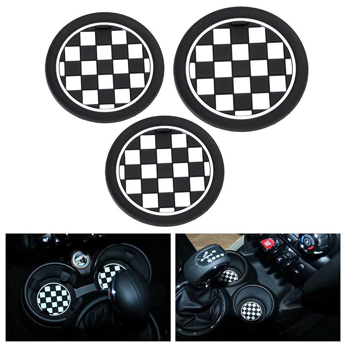3 STÜCKE Getränkehalter Silikon Pad rutschfeste Untersetzermatte, Riloer Gummibechermatte für Cooper Clubman, 2 STÜCKE 72 mm + 1 STÜCKE 77 mm von Riloer