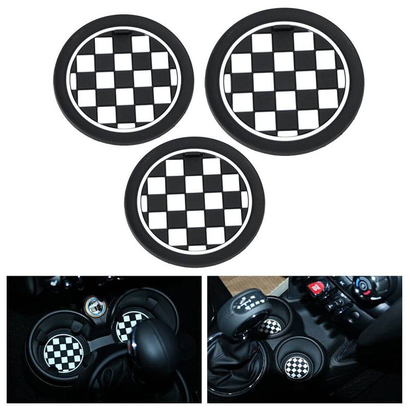 3 STÜCKE Getränkehalter Silikon Pad rutschfeste Untersetzermatte, Riloer Gummibechermatte für Cooper Clubman, 2 STÜCKE 72 mm + 1 STÜCKE 77 mm von Riloer