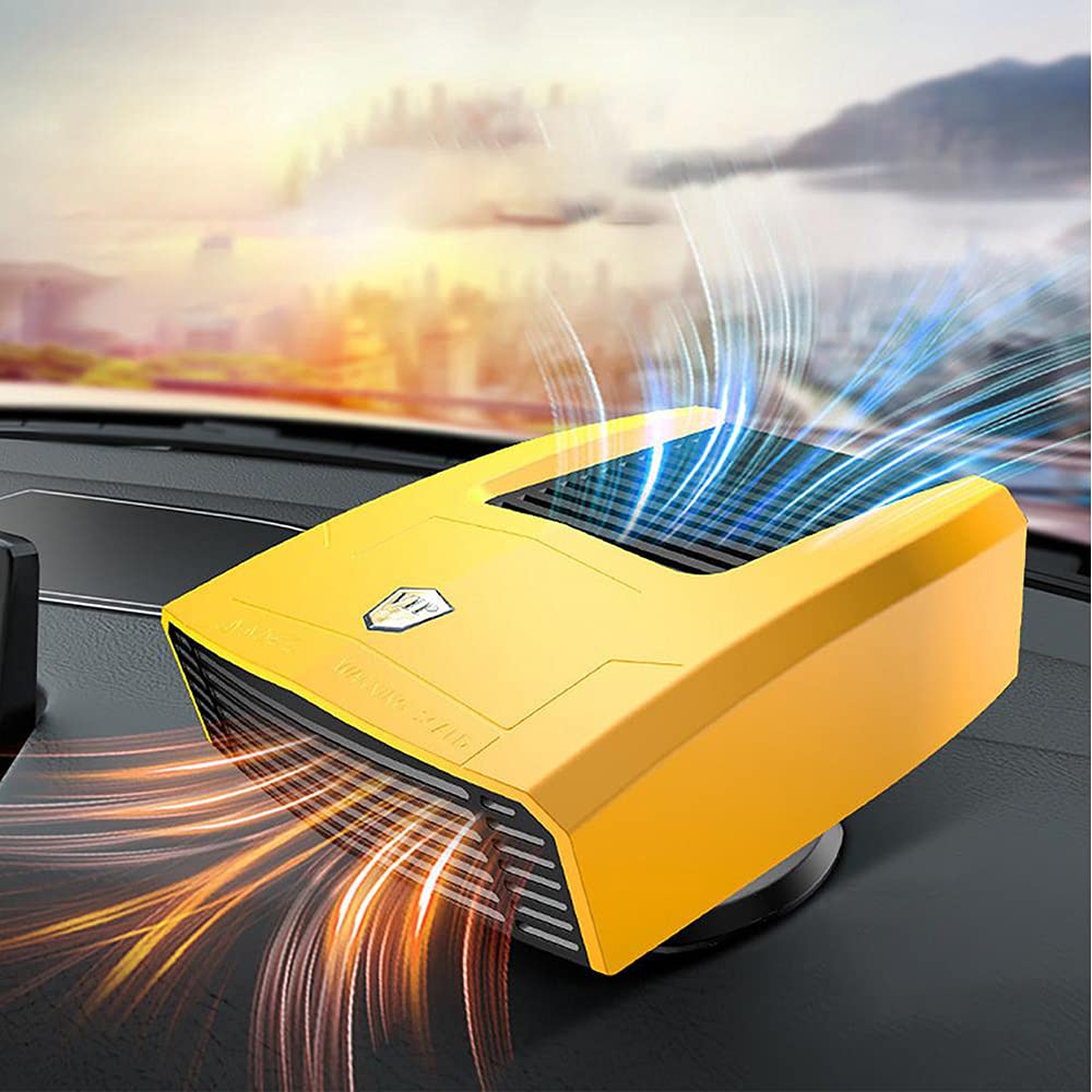 12V 150W Auto Heizlüfter Defroster, Riloer Tragbare Anti-Fog 2-In-1 Heizung/Kühlung Mini-Autoheizung, 360° Drehung Autoheizung Zigarettenanzünder Stecker, Schnelles Aufheizen, Gelb 12V 150W Auto Heizlüfter Defroster, Riloer Tragbare Anti-Fog 2-In-1 Heizung/Kühlung Mini-Autoheizung, 360° Drehung Autoheizung Zigarettenanzünder Stecker, Schnelles Aufheizen, Gelb von Riloer