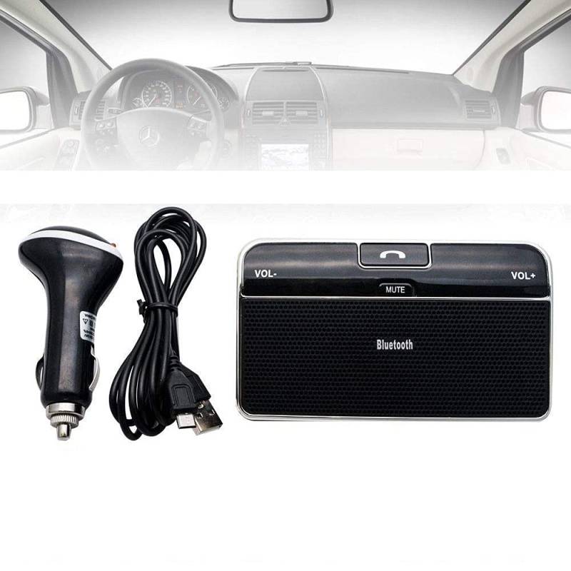 Bluetooth-Auto-Freisprecheinrichtung, Riloer Bluetooth 4.0 Wireless Audio MDEic-Empfänger Sonnenblende Tragbare Freisprecheinrichtung Bluetooth Car Kit für iPhone, Samsung Galaxy, HTC, LG, Android von Riloer