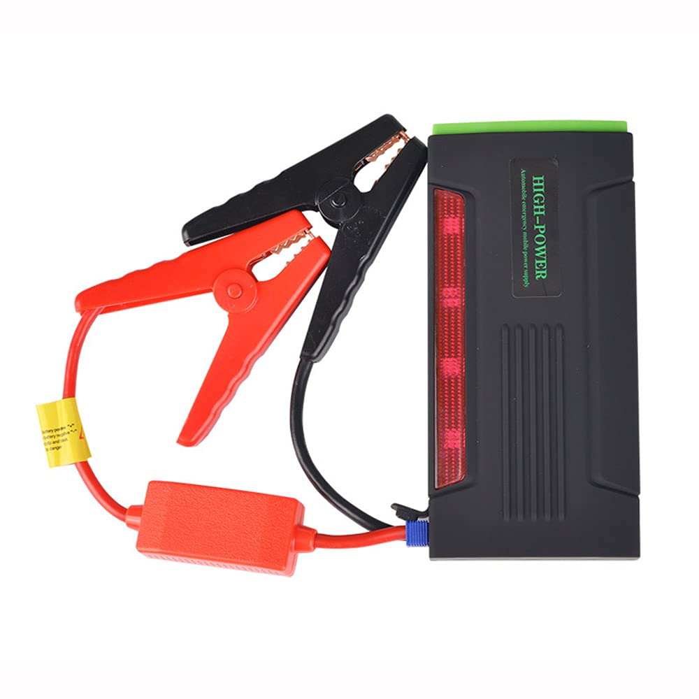 Riloer Power Bank 15V/1A Auto Starthilfe Strom für 12V Autos mit 600 A Maximalstrom mit Led-Leuchten, SOS Flash-Modus und 4 USB-Ladeanschlüsse von Riloer