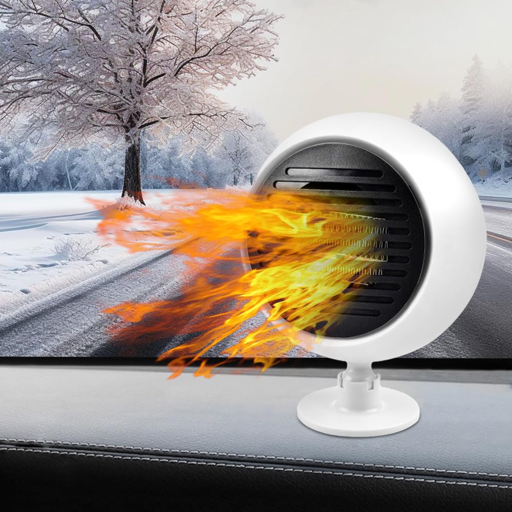 Riloer 12V 120W tragbarer Auto-Heizlüfter, elektrischer Kühllüfter, Scheibenentfroster, Windschutzscheibenentfroster, 360 ° drehbar Riloer 12V 120W tragbarer Auto-Heizlüfter, elektrischer Kühllüfter, Scheibenentfroster, Windschutzscheibenentfroster, 360 ° drehbar von Riloer