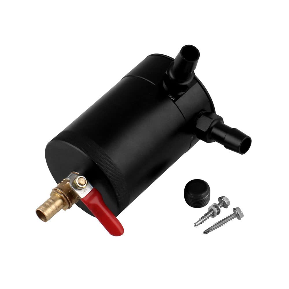 Riloer 2 Port Oil Catch Can mit Ablassventil, Reservoir Tank Oil Air Separator mit Aluminium Baffle, Oil Catch Can Kit von Riloer