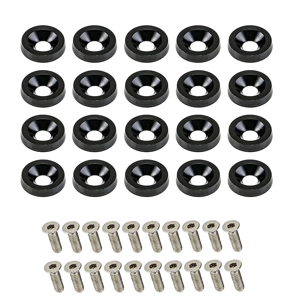 Riloer 20-teiliges Auto-Modifikations-M6-Edelstahl-Schrauben-Aluminium-Stoßstangen-Unterlegscheiben-Schrauben-Kit, Motorraum-Dress-Up-Kit Riloer 20-teiliges Auto-Modifikations-M6-Edelstahl-Schrauben-Aluminium-Stoßstangen-Unterlegscheiben-Schrauben-Kit, Motorraum-Dress-Up-Kit von Riloer