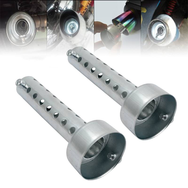 Riloer 2X 42mm Universal Motorrad Auspuff Schalldämpfer DB Killer Kurzschalldämpfer Silber von Riloer