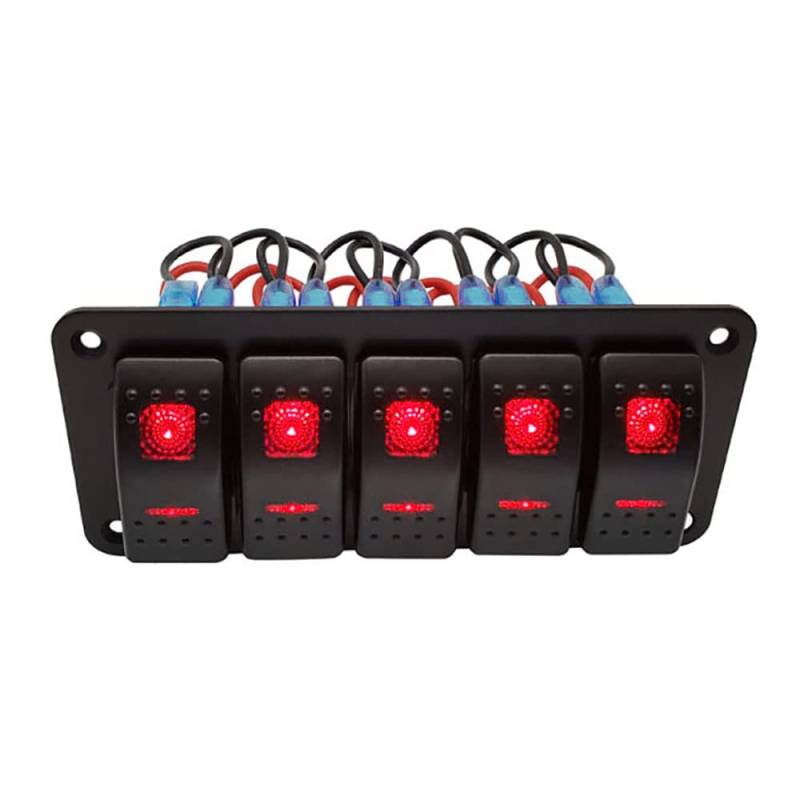Riloer 3/4/5/6/8 Gang Schalttafel, DC12V/24V 240W Wippschaltertafel, Auto RV Yacht Modifizierter 12-24V Universal-Aluminium-Panel-Schalter von Riloer