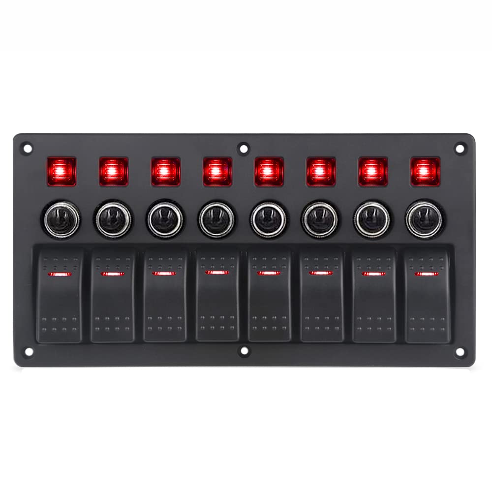 Riloer 8 Gang Schalttafel 12V 24V wasserdicht Ein-Aus, Boots-Marine-Auto-Wippschalter mit LED-Schalttafel und Unterbrechern Riloer 8 Gang Schalttafel 12V 24V wasserdicht Ein-Aus, Boots-Marine-Auto-Wippschalter mit LED-Schalttafel und Unterbrechern von Riloer