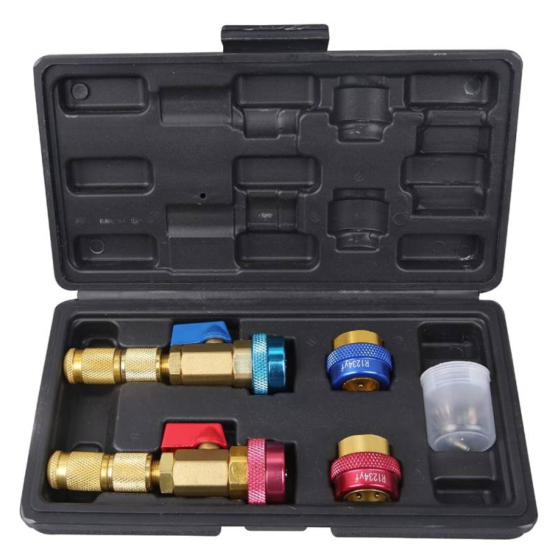 Riloer AC R134A R1234YF Valve Core Tool, Copper Aluminum Alloy High Low Pressure Repair Tool, Valve Core Quick Remover Installer Set For AC von Riloer