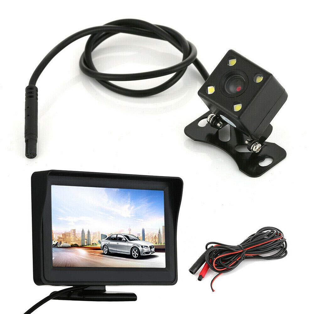 Riloer Auto-Rückfahrkamera-Kit, 4,3 Zoll digitaler TFT-LCD-Monitor + wasserdichte HD-Backup-Parkkamera für die meisten 8V-12V-Fahrzeuge, mit 4 Infrarot-Nachtsicht-s, 170° Weitwinkel von Riloer
