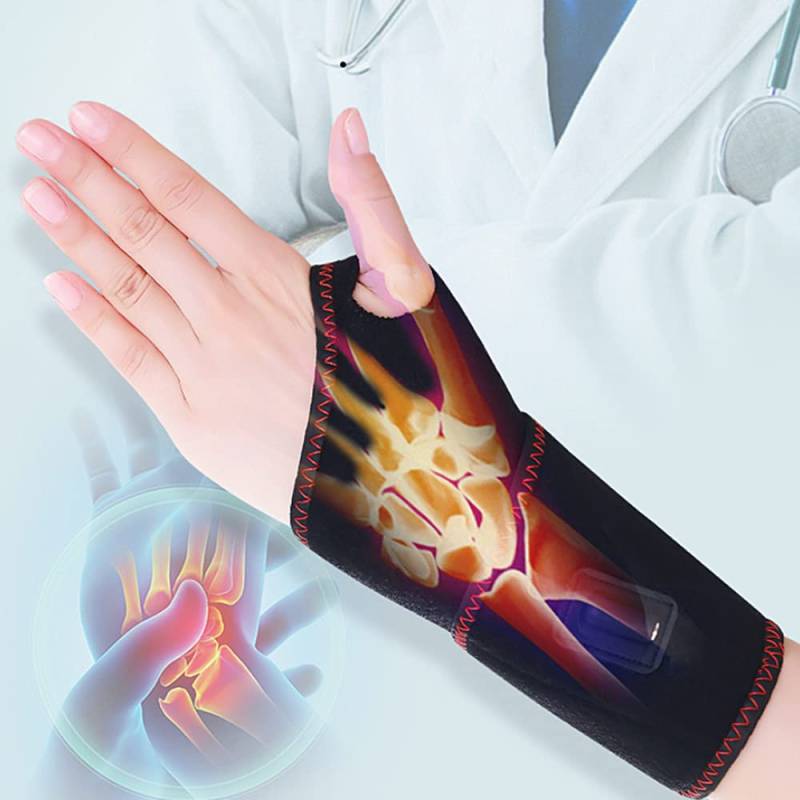 Riloer Beheiztes Handgelenkschienenband, 3-stufig einstellbare Schmerzlinderung mit Massagefunktion, rechte Hand, Schwarz, 38 cm x 9 cm / 15" x 3.5" von Riloer