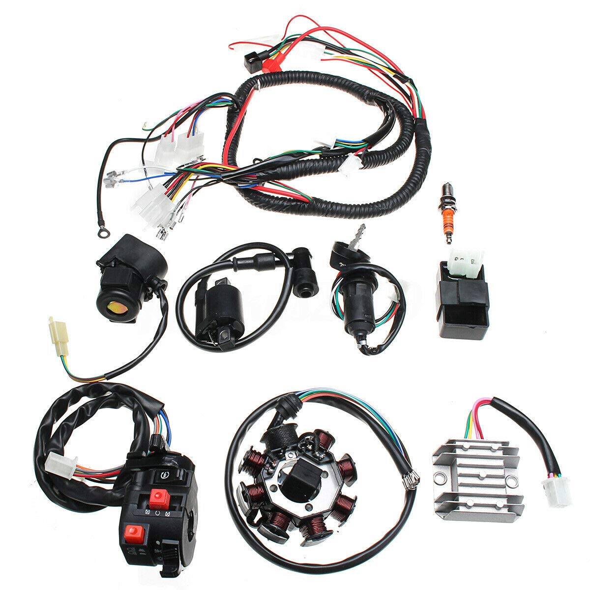 Riloer Electric Liring Kabelbaumdrahtroom CDI Stator Full Kit, komplette Elektrik Kabelbaum CDI 3 Löcher CDI -Statorbaugruppe für ATV Quad 150/200/250cc Riloer Electric Liring Kabelbaumdrahtroom CDI Stator Full Kit, komplette Elektrik Kabelbaum CDI 3 Löcher CDI -Statorbaugruppe für ATV Quad 150/200/250cc von Riloer