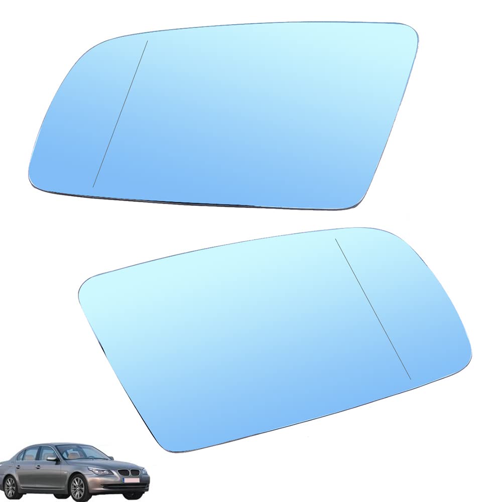 Riloer Mirror Rearview Left/Right with Heating, White/Blue Tinting, B-M-W 5 Series E60 520D 520i 523li 525li 530li 2004-2007, 51167065081, 51167065082 von Riloer