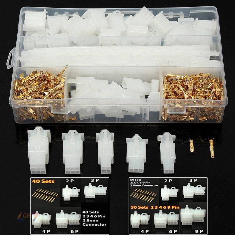 Riloer Motorcar Auto Electrical Auto-Steckverbinder - 40 Set Motorcycle Car Electrical 2,8 mm 2 3 4 6-polige Kabel-Auto-Steckverbinderklemme von Riloer