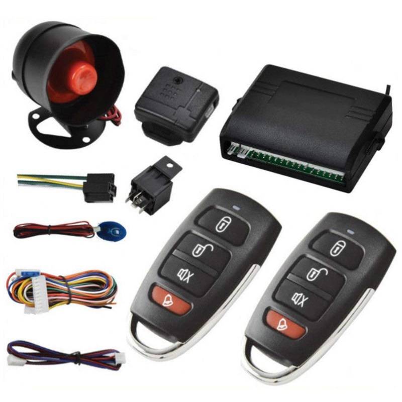 Riloer Remote Auto Einbruchalarm, Fahrzeugdiebstahlschutzsystem, schlüssellose Zentralverriegelung + Stoßsensor + 2 Universalfernbedienungen von Riloer