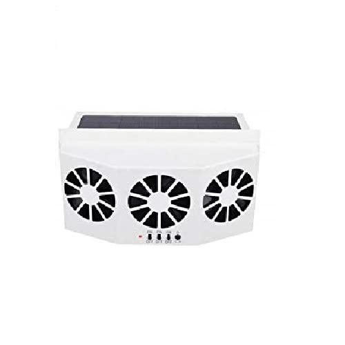 Riloer Solar Power Car Ventilator, tragbare Autokühlkühler mit Drei-Fan-Mini-Auto-Air-Lüfter, universell für gereinigte Klimaanlage, weiß/schwarz von Riloer