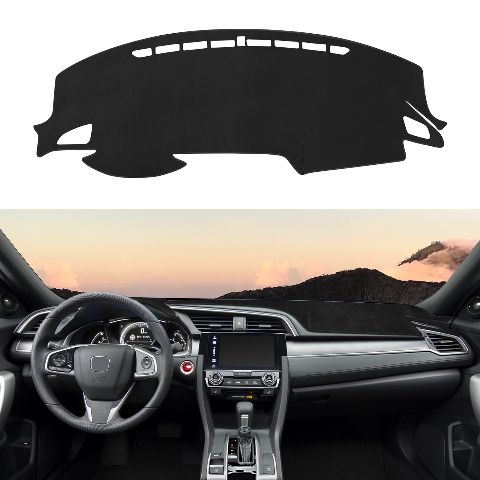 Rilsen Armaturenbrett-Abdeckmatte, maßgeschneidert für Honda Civic 2016–2021, rutschfest, Sonnenschutz, blendfrei, schwarz Rilsen Armaturenbrett-Abdeckmatte, maßgeschneidert für Honda Civic 2016–2021, rutschfest, Sonnenschutz, blendfrei, schwarz von Rilsen