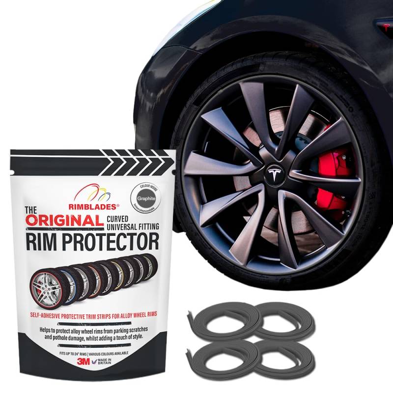 Rimblades Original – Neuester Felgenschutz aus Luxuslegierung | Alufelgenprotektoren | Radschutz | Radschutz | Geeignet für 12 bis 24 Zoll Räder (Graphit) von Rimblades