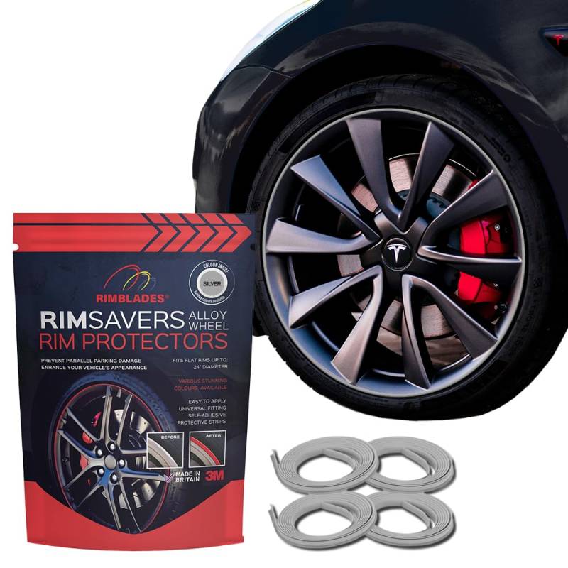 Rimsavers (Grau) Alufelgen-Felgenschutz – 4er-Set – schützt Alufelgen | Radschutz Passend für 12-24-Zoll-Räder von Rimblades