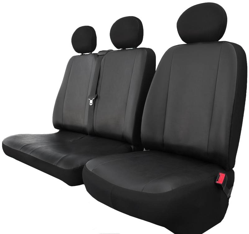 ERJOT Rimers Autositzbezüge Sitzbezüge maßgefertigte kompatibel mit Opel Movano II B Bus (Sitzbezüge für Fahrersitz und Doppelbank Vorne) Kunstleder Schonbezüge in Schwarz von ERJOT